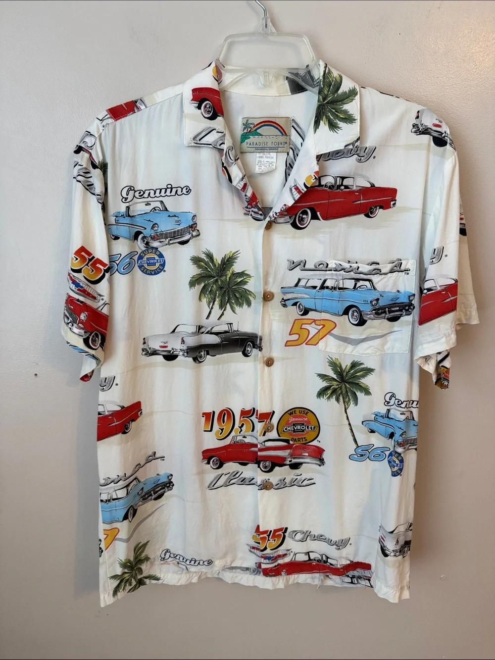 Paradise Found Hawaiian Classic 1957 Chevrolet Shirt 🌴Vintage? Size Medium